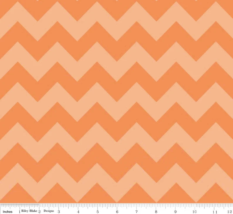 Orange Medium Chevron Tone on Tone Fabric - Chevron Fabric