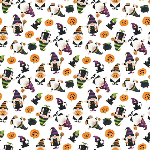 Halloween Fabric - Gnomes Night Out - White Multi Fabric