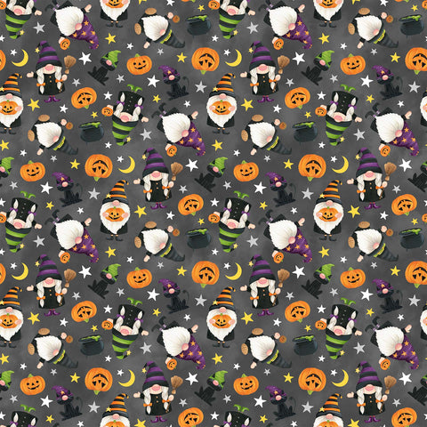Halloween Fabric - Gnomes Night Out - Grey Multi Fabric