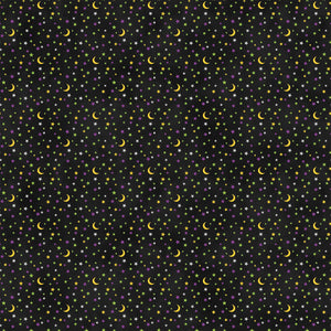 Black Halloween Fabric - Gnomes Night Out - Stars Fabric