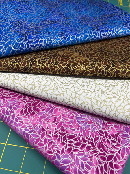 Metallic Leaves Fabric Bundle