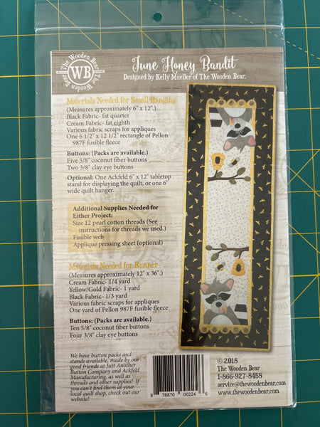 Table topper Pattern, Little quilts June Honey Bandit