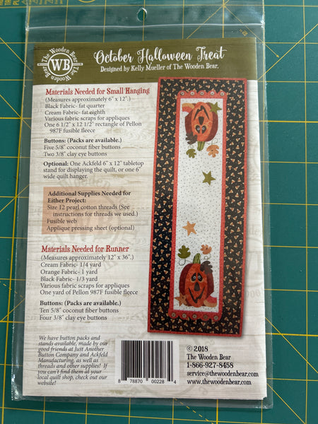 Table topper Pattern, Little quilts October Halloween Treat