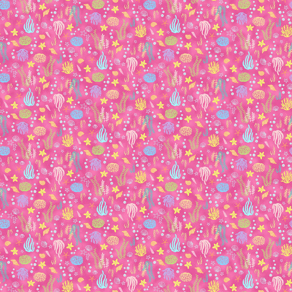 Mermaid Glitter Pink  Fabric - Northcott Fabric