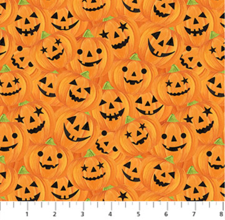 Orange Halloween Fabric - Gnomes Night Out - Pumpkin Fabric