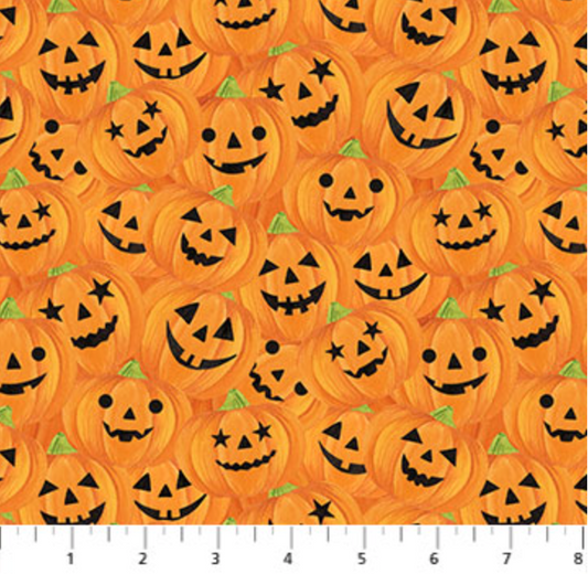 Orange Halloween Fabric - Gnomes Night Out - Pumpkin Fabric