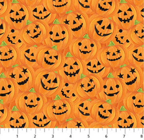 Orange Halloween Fabric - Gnomes Night Out - Pumpkin Fabric