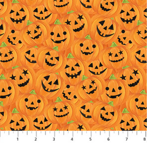 Orange Halloween Fabric - Gnomes Night Out - Pumpkin Fabric