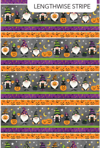 Halloween Fabric - Gnomes Night Out - Stripe Grey Multi Fabric