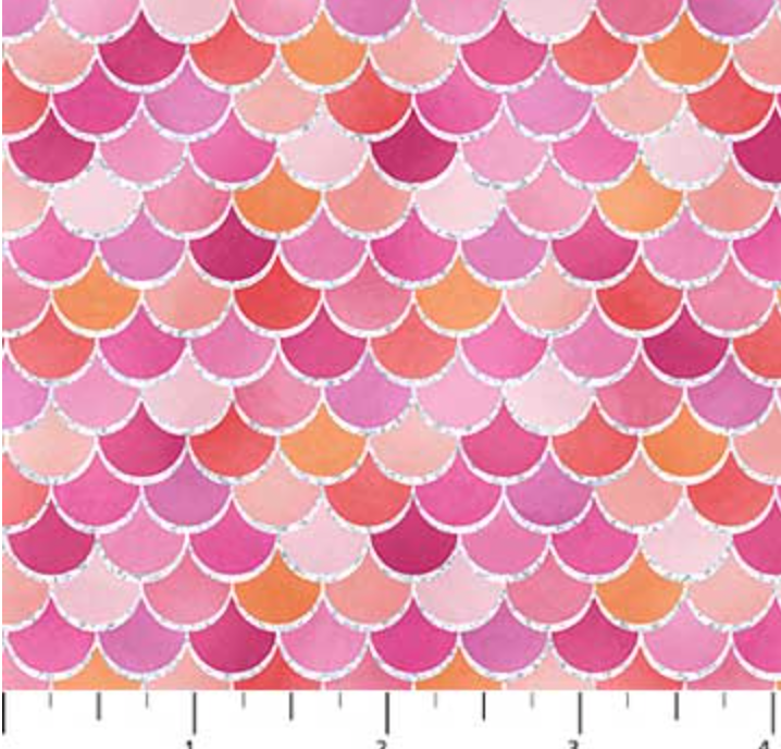 Mermaid Glitter Pink  Fabric - Northcott Fabric