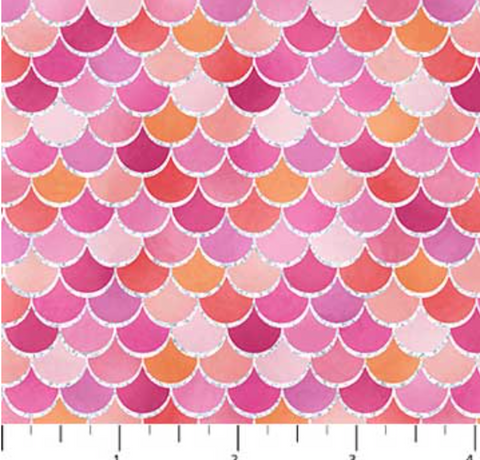 Mermaid Glitter Pink  Fabric - Northcott Fabric