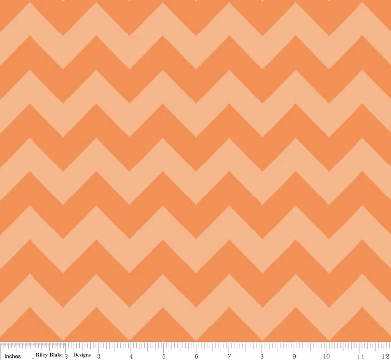 Orange Medium Chevron Tone on Tone Fabric -  Chevron Fabric