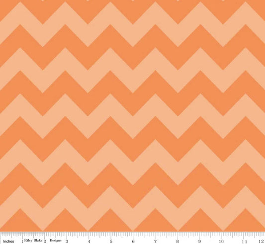 Orange Medium Chevron Tone on Tone Fabric -  Chevron Fabric