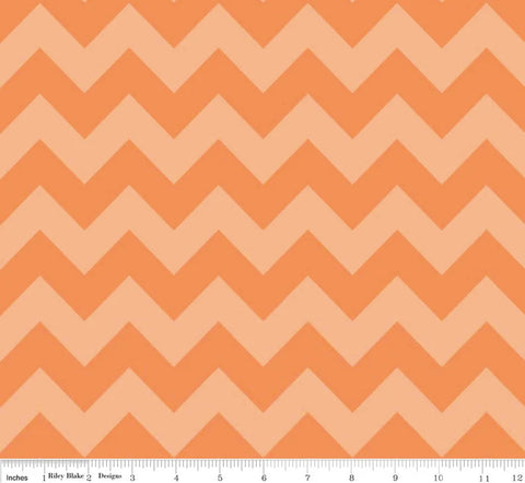 Orange Medium Chevron Tone on Tone Fabric -  Chevron Fabric