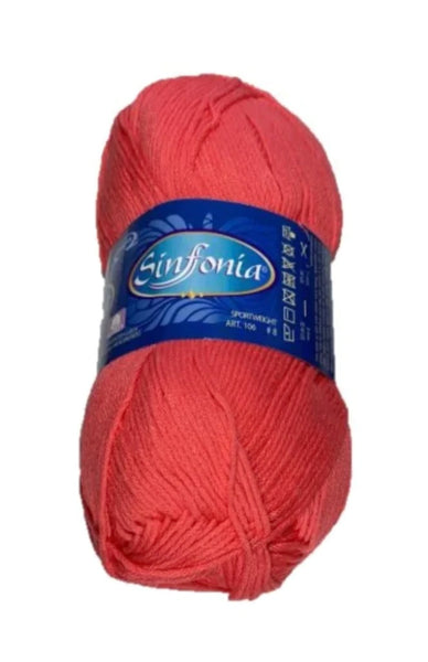 Sinfonia - Coral -  Cotton Yarn - 100% Mercerized Cotton - Amigurumi Yarn