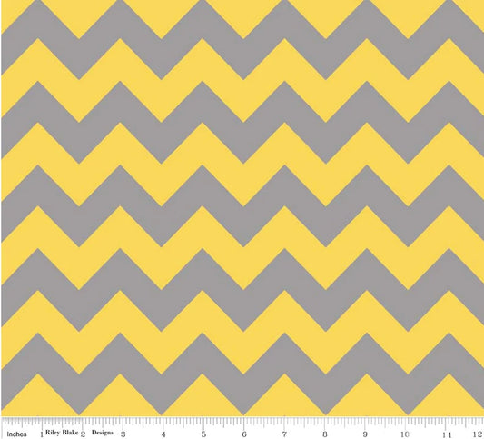 Medium Chevron Yellow/Grey Fabric -  Chevron Fabric