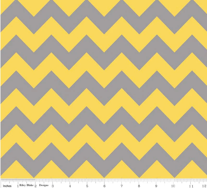 Medium Chevron Yellow/Grey Fabric -  Chevron Fabric