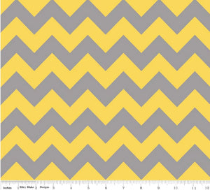 Medium Chevron Yellow/Grey Fabric -  Chevron Fabric