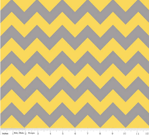 Medium Chevron Yellow/Grey Fabric -  Chevron Fabric