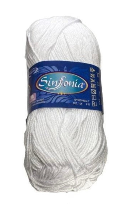Sinfonia - Blanco - Cotton Yarn - 100% Mercerized Cotton - Amigurumi Yarn