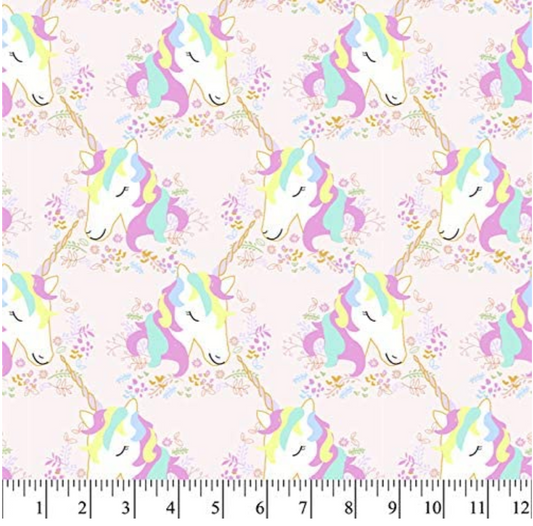 Pink Unicorn Fabric 1 Yard Cut