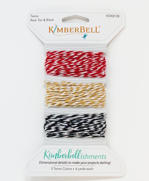 Kimberbellishments Twine Card, Red, Tan & Black