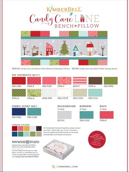 Candy Cane Lane Bench Pillow Fabric Kit