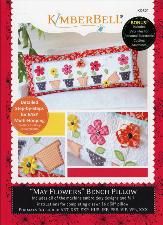 May Flowers Bench Pillow Embroidery CD