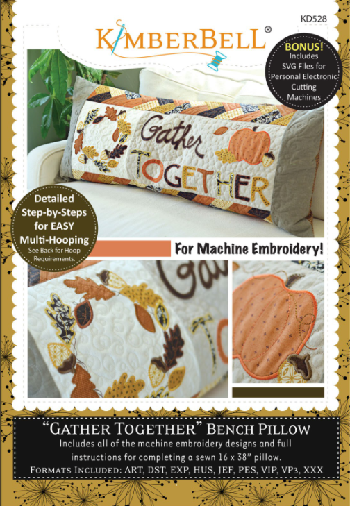 Gather Together BENCH PILLOW, MACHINE EMBROIDERY Pillow