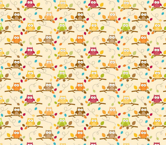 Owls Fabric - Harvest Friends Cream