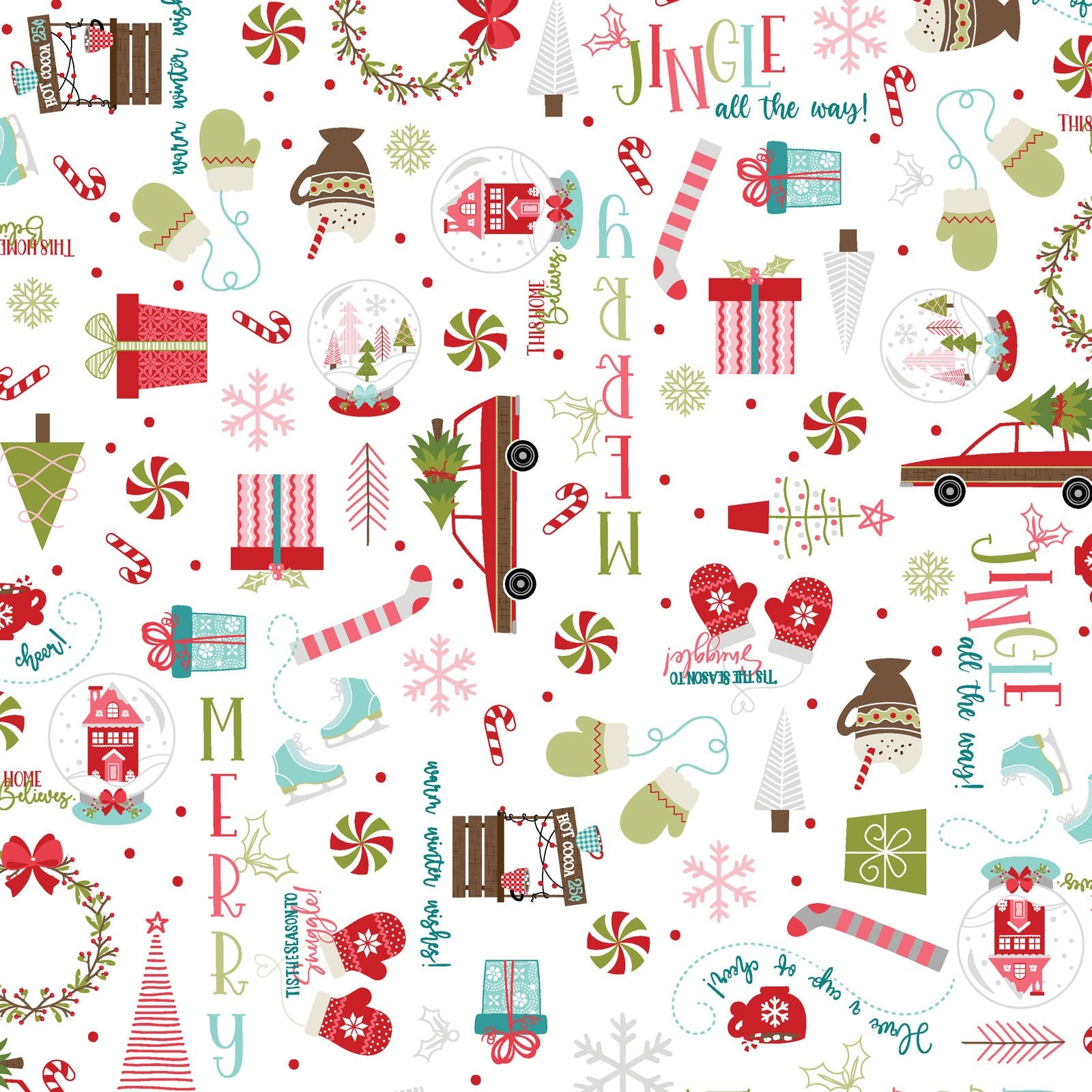 Cup of Cheer  Christmas Grafitti Print White