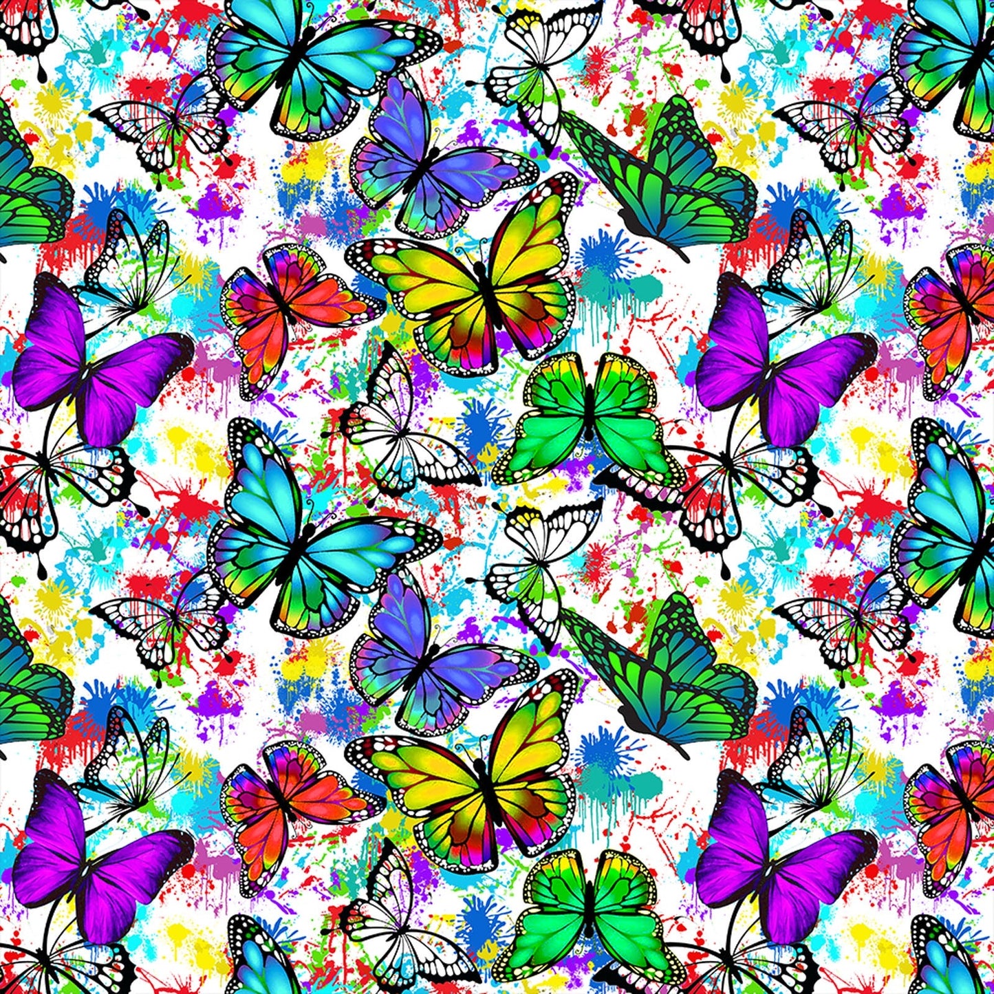 Butterflies in Flight Butterflies and Color Splatter