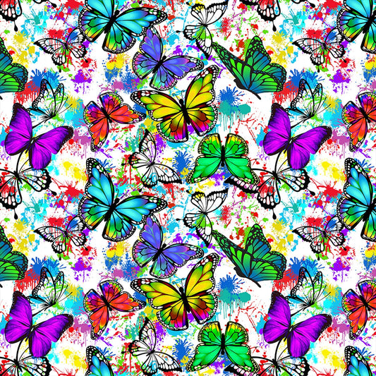 Butterflies in Flight Butterflies and Color Splatter