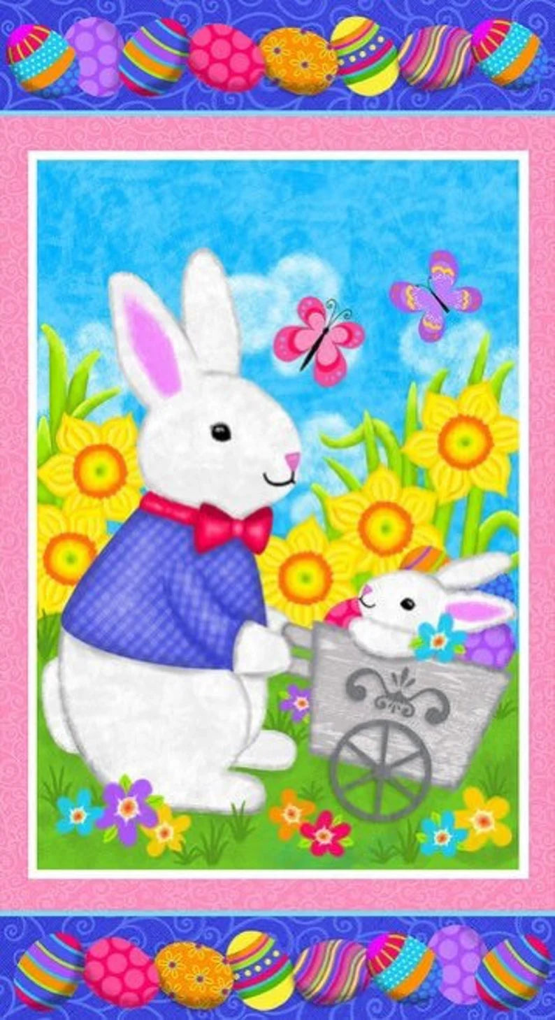 Hello Spring - Bunny Fabric Panel