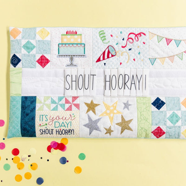 Shout Hooray! Bench Pillow embroidery cd KD5120